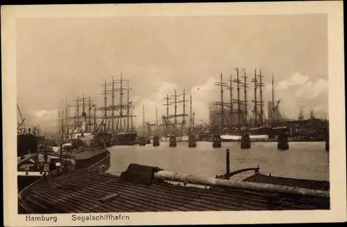 Ak Hamburg, Segelschiffhafen