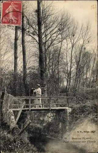 Ak Bures Essonne, Pont rustique sur l'Yvette