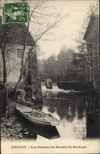 Ak Brunoy Essonne, Les Vannes au Moulin de Rochops