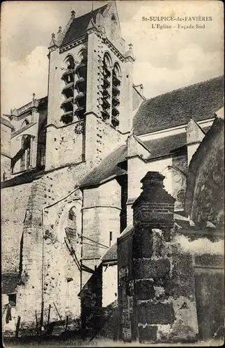 Ak St. Sulpice de Favieres Essonne, L'Eglise, Facade Sud