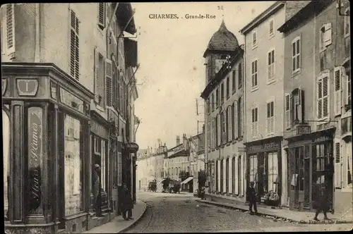 Ak Charmes sur Moselle Lothringen Vosges, Grande Rue, Geschäfte