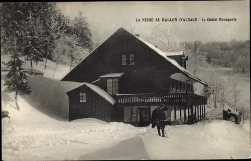 Ak Lothringen Vosges, La Neige au Ballon d'Alsace, Chalet Bonaparte