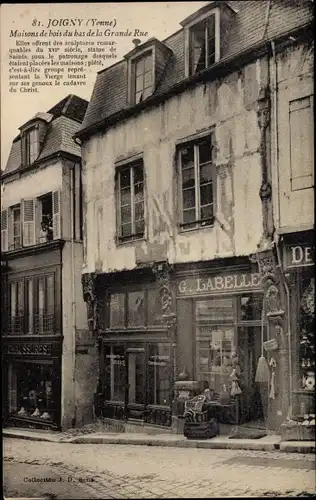 Ak Joigny Yonne, Maisons de bois du bas de la Grande Rue