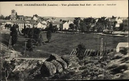 Ak Chasséradès Lozère, Vue générale Sud Est