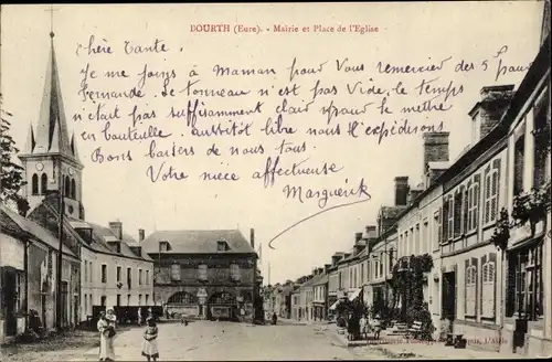 Ak Bourth Eure, Mairie et Place de l'Eglise