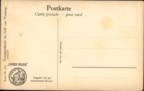 Künstler Ak Rave, Chr., Marine Galerie 208, Transportboote im Golf von Tonking, Jetztzeit