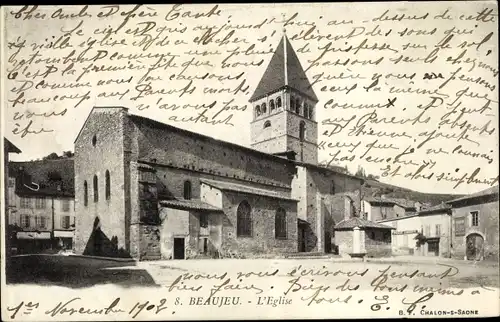 Ak Beaujeu Rhône, l'église