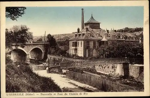 Ak L'Arbresle Rhône, Passerelle et Pont du Chemin de Fer