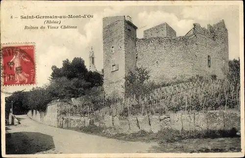 Ak Saint Germain au Mont d'Or Rhône, Ruines du Vieux Chateau