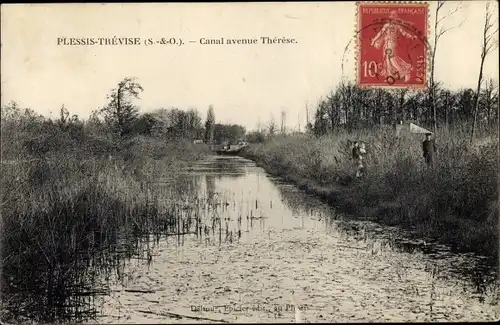 Ak Plessis Trévise Val-de-Marne, Canal avenue Thérèse