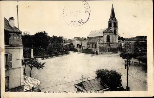 Ak Épinay sur Seine Seine Saint Denis, Place de l'Eglise