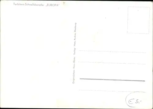 Ak Turbinen Schnelldampfer Europa, Norddeutscher Lloyd Bremen