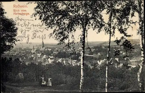 Ak Roßwein in Sachsen, Panorama vom Hartenberge