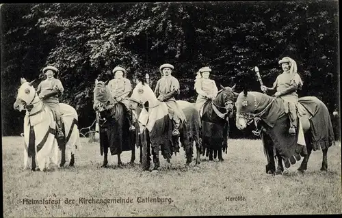 Ak Katlenburg Lindau in Niedersachsen, Heimatfest der Kirchengemeinde, Herolde zu Pferd
