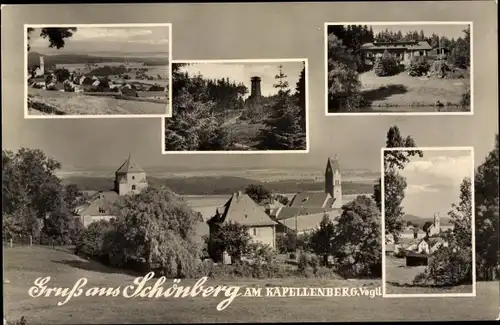 Ak Schönberg Bad Brambach im Vogtland, Teilansicht vom Ort am Kapellenberg