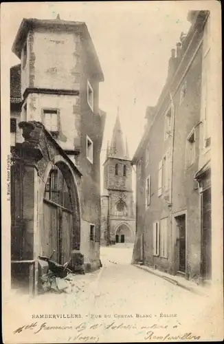 Ak Rambervillers Lothringen Vosges, Rue du Cheval Blanc, Eglise