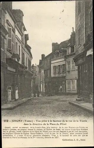 Ak Joigny Yonne, Vue prise à la hauteur de la Rue de la Tuerie