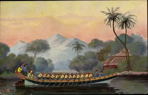 Künstler Ak Rave, Chr., Marine Galerie 80, Mandarinenboot, Cochinchina, 19. Jahrhundert