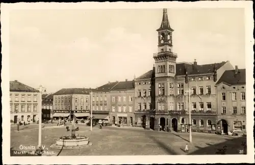Ak Oelsnitz Vogtland, Markt mit Rathaus