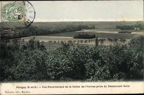 Ak Périgny Val-de-Marne, Vue panoramique de la Vallée de l'Yerres prise du Restaurant Huré