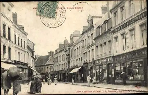 Ak Gournay Seine Maritime, Rue de l'Eglise, Pharmacie