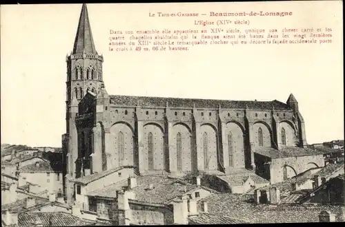 Ak Beaumont de Lomagne Tarn et Garonne, Eglise, Kirche