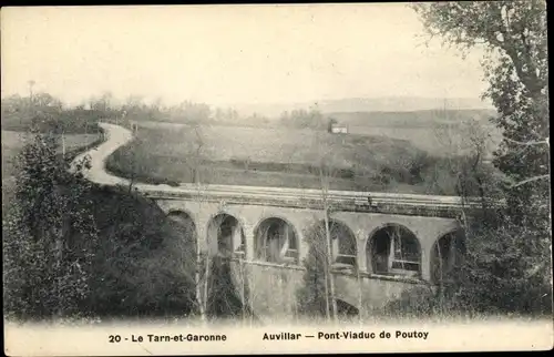 Ak Auvillar Tarn et Garonne, Pont Viaduc de Poutoy