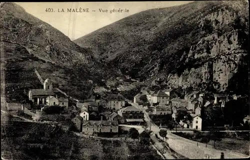 Ak La Malene Lozère, Vue générale, Blick auf den Ort