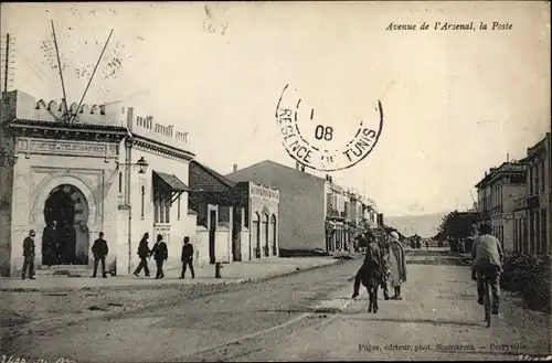 Ak Menzel Bourguiba Ferryville Tunesien, Avenue de l'Arsenal, La Poste
