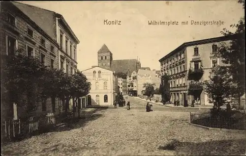 Postcard Chojnice Konitz Pommern, Wilhelmsplatz mit Danziger Straße