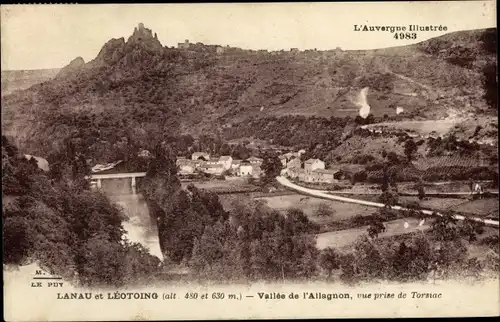 Ak Lanau Léotoing Haute Loire, Vue panoramique