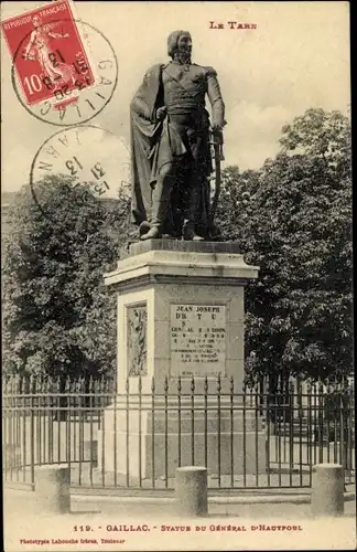 Ak Gaillac Tarn, Statue du Général d'Hautpoul