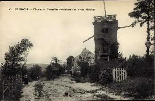 Ak Sannois Val-d’Oise, Chemin de Cormeilles conduisant aux Vieux Moulins