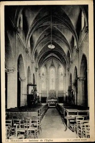 Ak Le Perréon Rhône, Intérieur de l'église