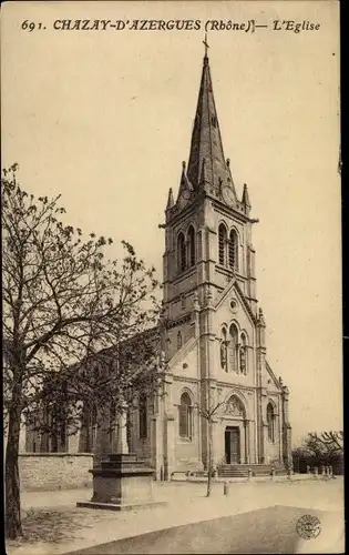 Ak Chazay d'Azergues Rhône, l'église