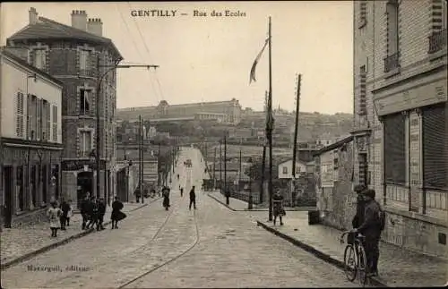 Ak Gentilly Val-de-Marne, Rue des Ecoles