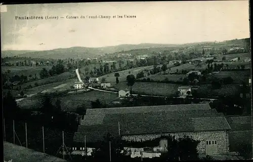 Ak Panissières Loire, Coteau du Grand Champ et les Usines