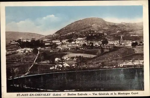 Ak St. Just en Chevalet Loire, Station Estivale, Vue générale et la Montagne Cayet