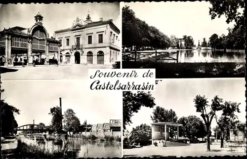 Ak Castelsarrasin Tarn et Garonne, Hotel de Ville, Grand Bassin, Usine des metaux