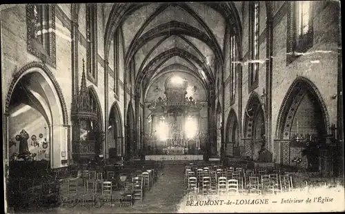 Ak Beaumond de Lomagne Tarn et Garonne, Interieur de l'Eglise, Kirche, Innenansicht