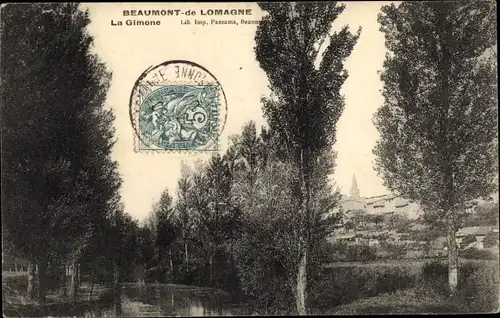 Ak Beaumont de Lomagne Tarn et Garonne, La Gimone, Häuser, Flusspartie