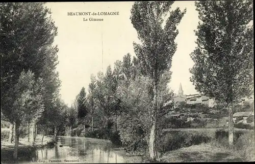 Ak Beaumont de Lomagne Tarn et Garonne, La Gimone, Flusspartie