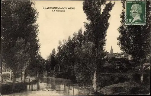 Ak Beaumont de Lomagne Tarn et Garonne, La Gimone, Flusspartie