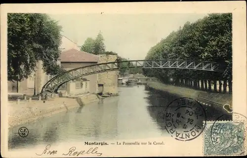 Ak Montargis Loiret, La Passerelle sur le Canal