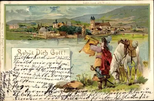 Litho Behüt dich Gott, Trompeter von Säckingen, Säckingen am Rhein