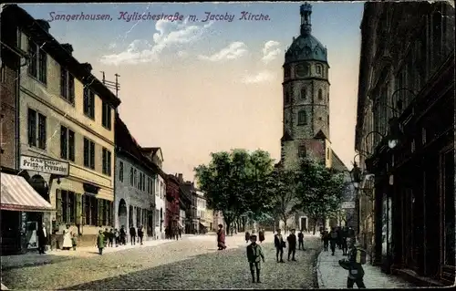 Ak Sangerhausen in Sachsen Anhalt, Kylischerstraße mit Jacoby Kirche, Gasthof Prinz von Preußen