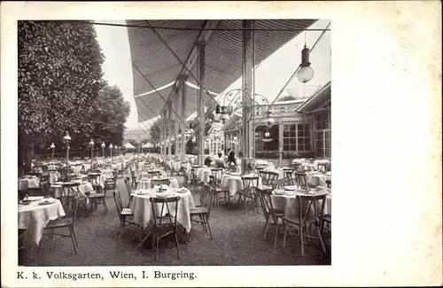 Ak Wien, K. k. Volksgarten, Burgring, Terrasse