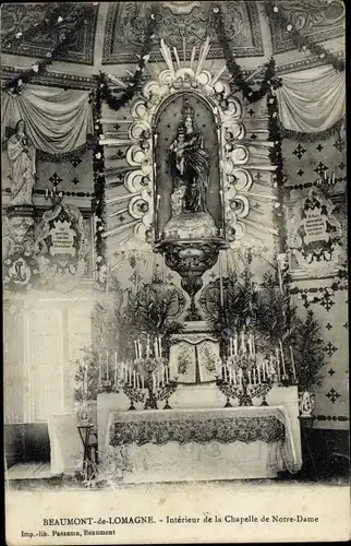 Ak Beaumont de Lomagne Tarn et Garonne, Interieur de la Chapelle de Notre Dame