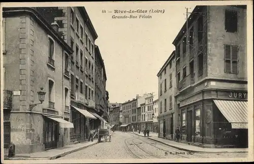 Ak Rive de Gier Loire, Grande Rue Féloin