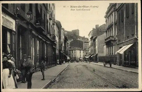 Ak Rive de Gier Loire, Rue Sadi Carnot